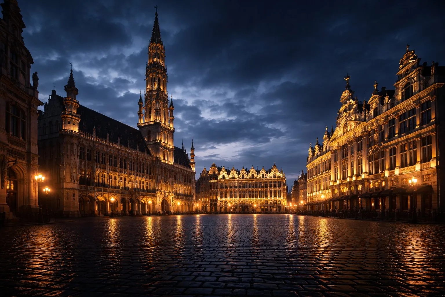 La Grand-Place de Bruxelles le soir