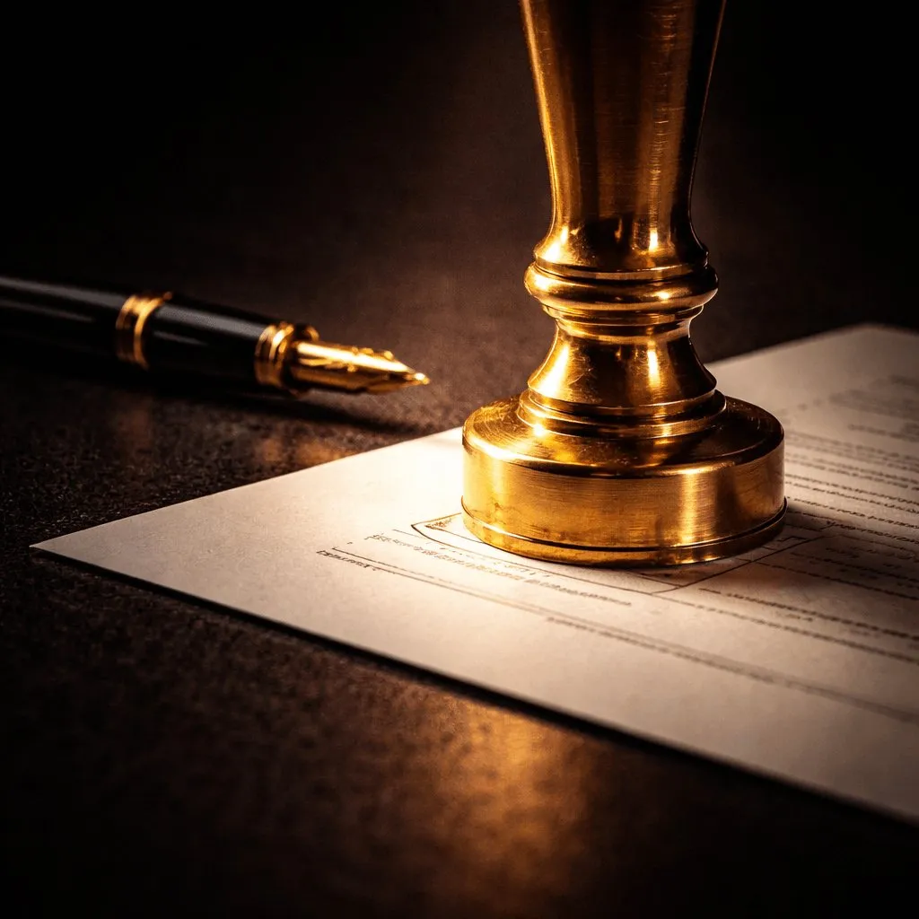 Gouden lakzegel op een document
